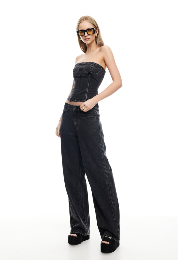 RISING JEAN - WASHED ONYX