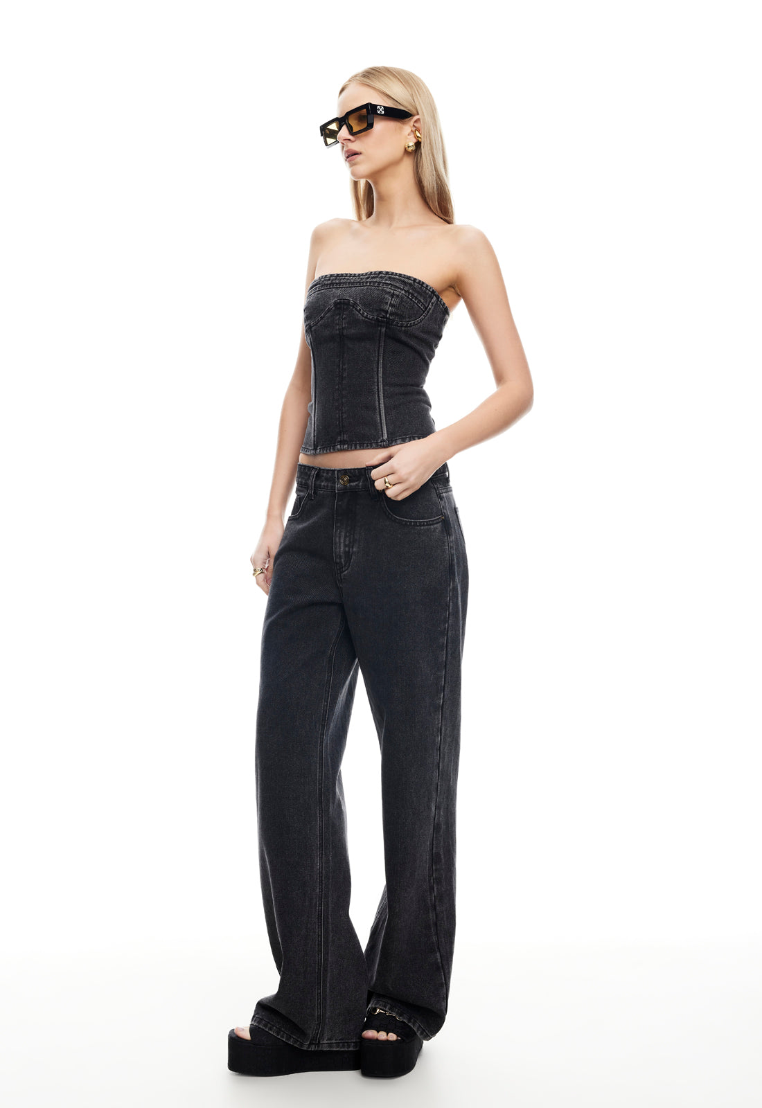 RISING JEAN - WASHED ONYX