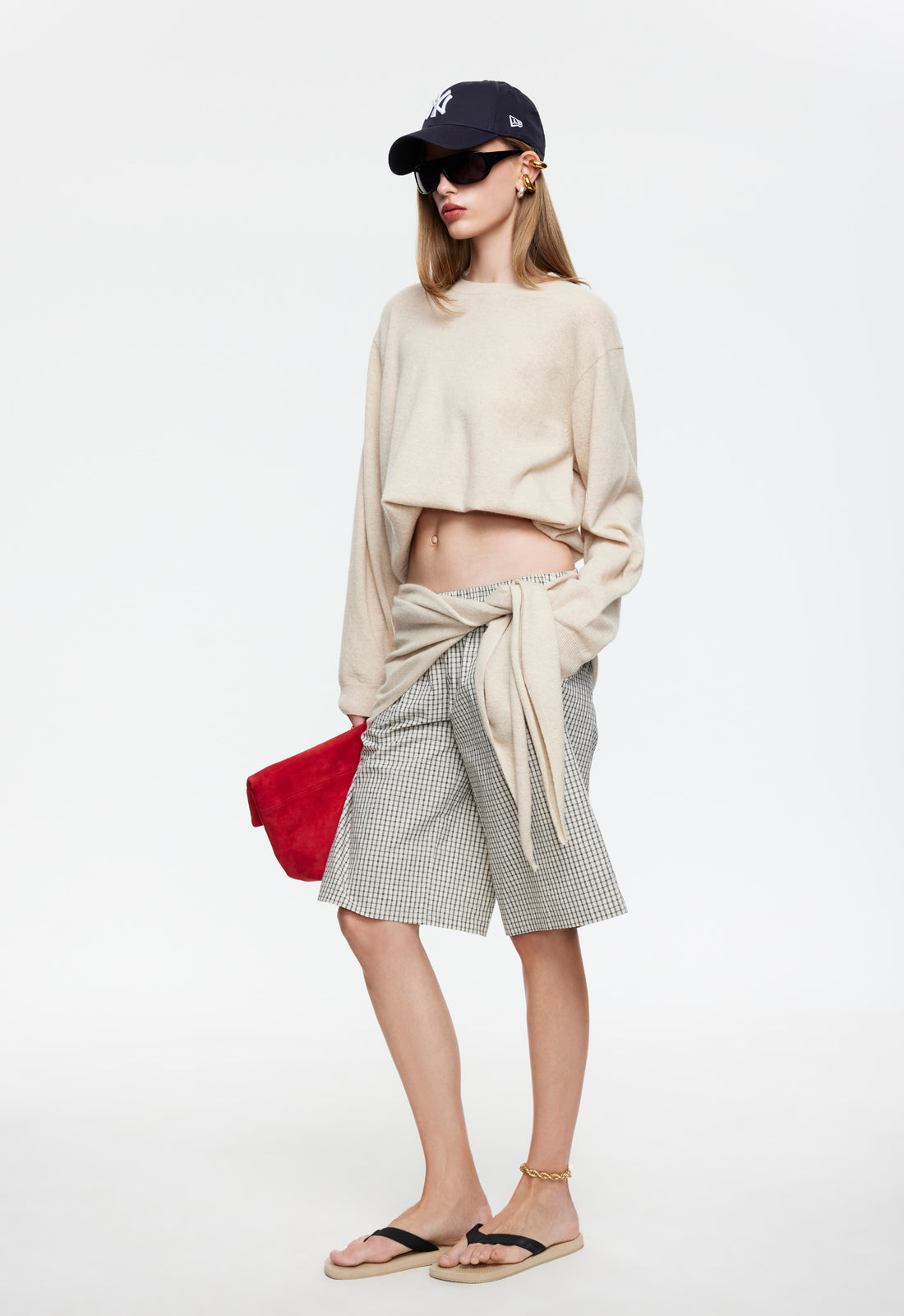 SEVIGNEY LONG SHORT - CREAM CHECK