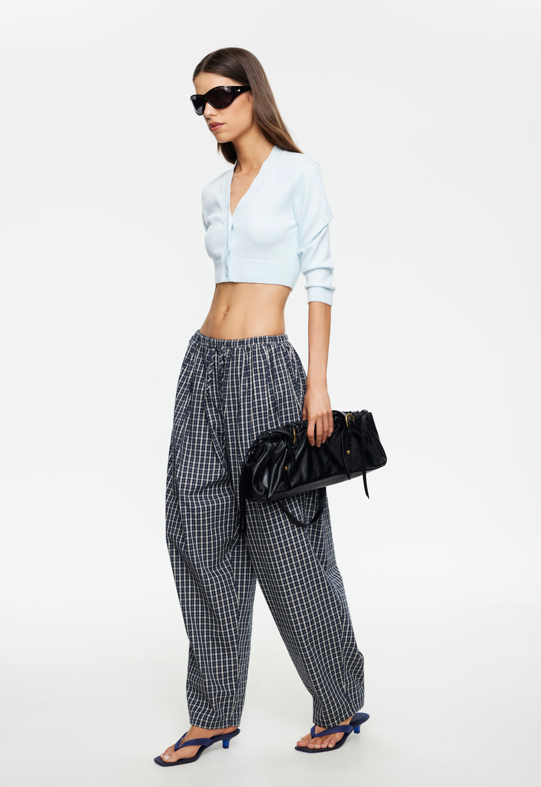 AURA PANT - NAVY LEMON PLAID