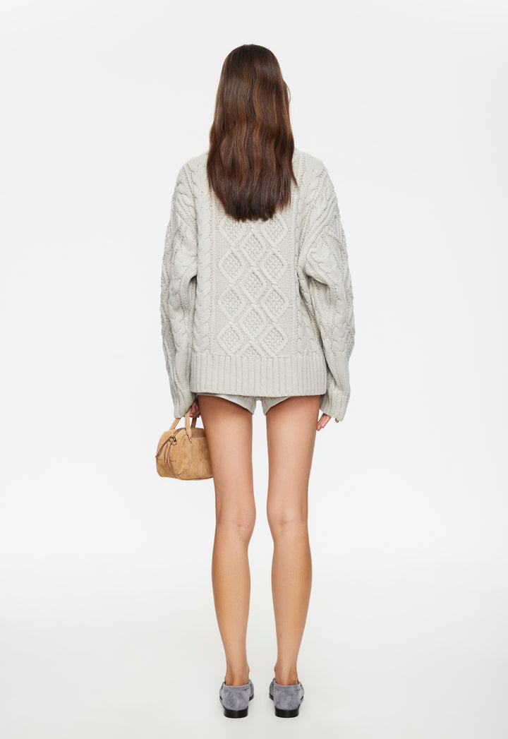 HOUSEWIFE KNIT SHORT - ASH CABLE