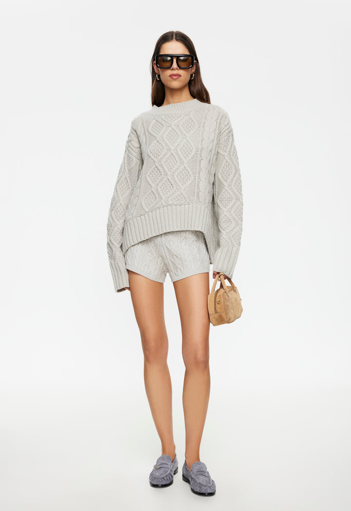 HOUSEWIFE KNIT SHORT - ASH CABLE