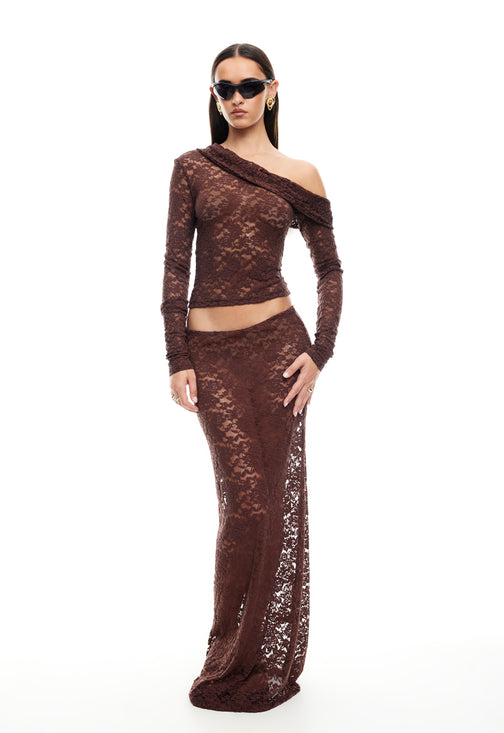 BLACK SWAN LACE MAXI - CHOCOLATE