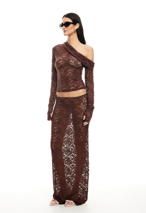 BLACK SWAN LACE MAXI - CHOCOLATE