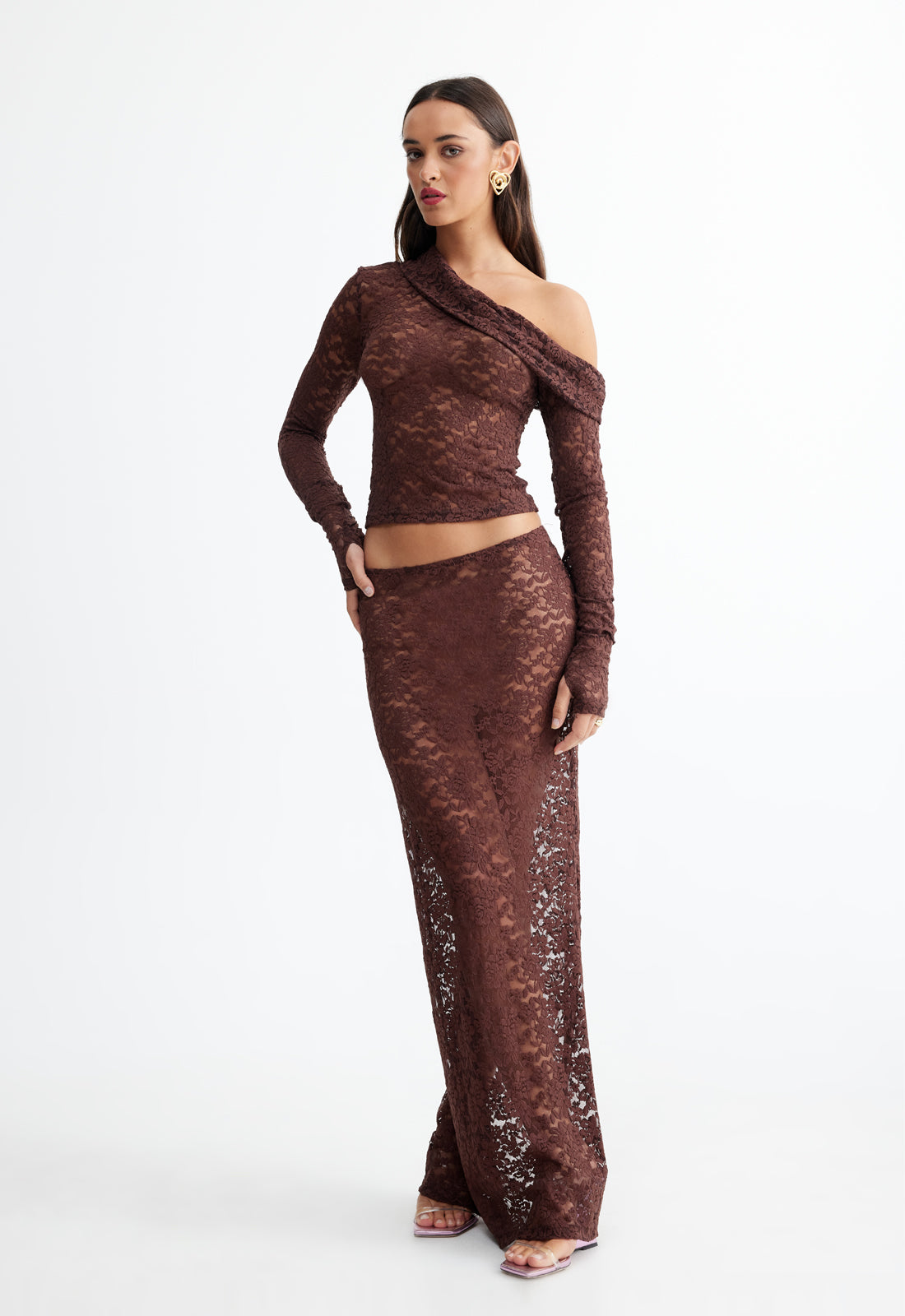 BLACK SWAN LACE MAXI - CHOCOLATE