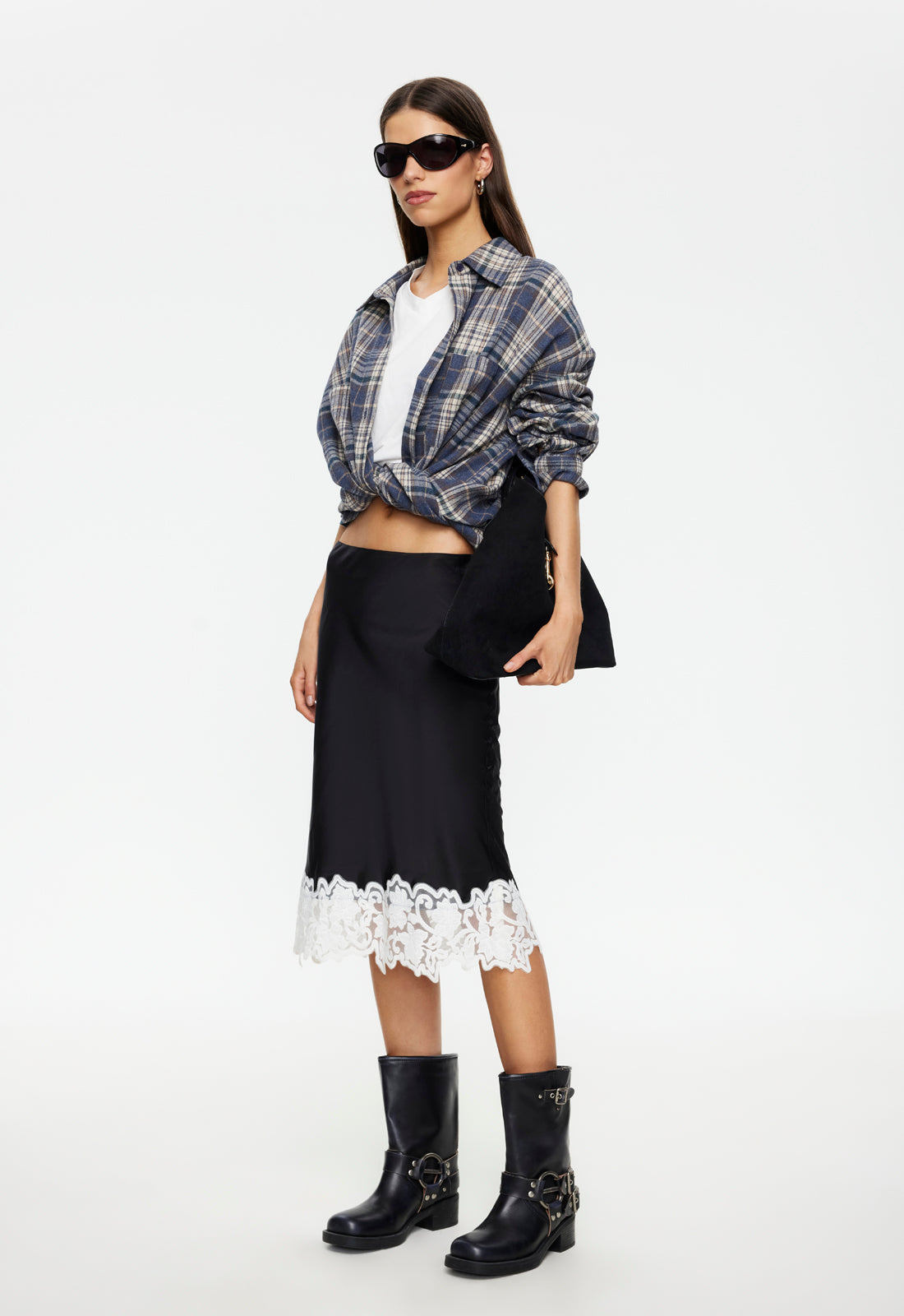 ANCHORED MIDI SKIRT - NOIR