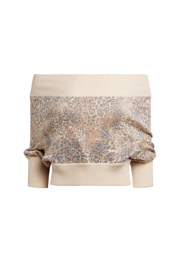 ADRIANA OFF SHOULDER TOP - LEOPARD