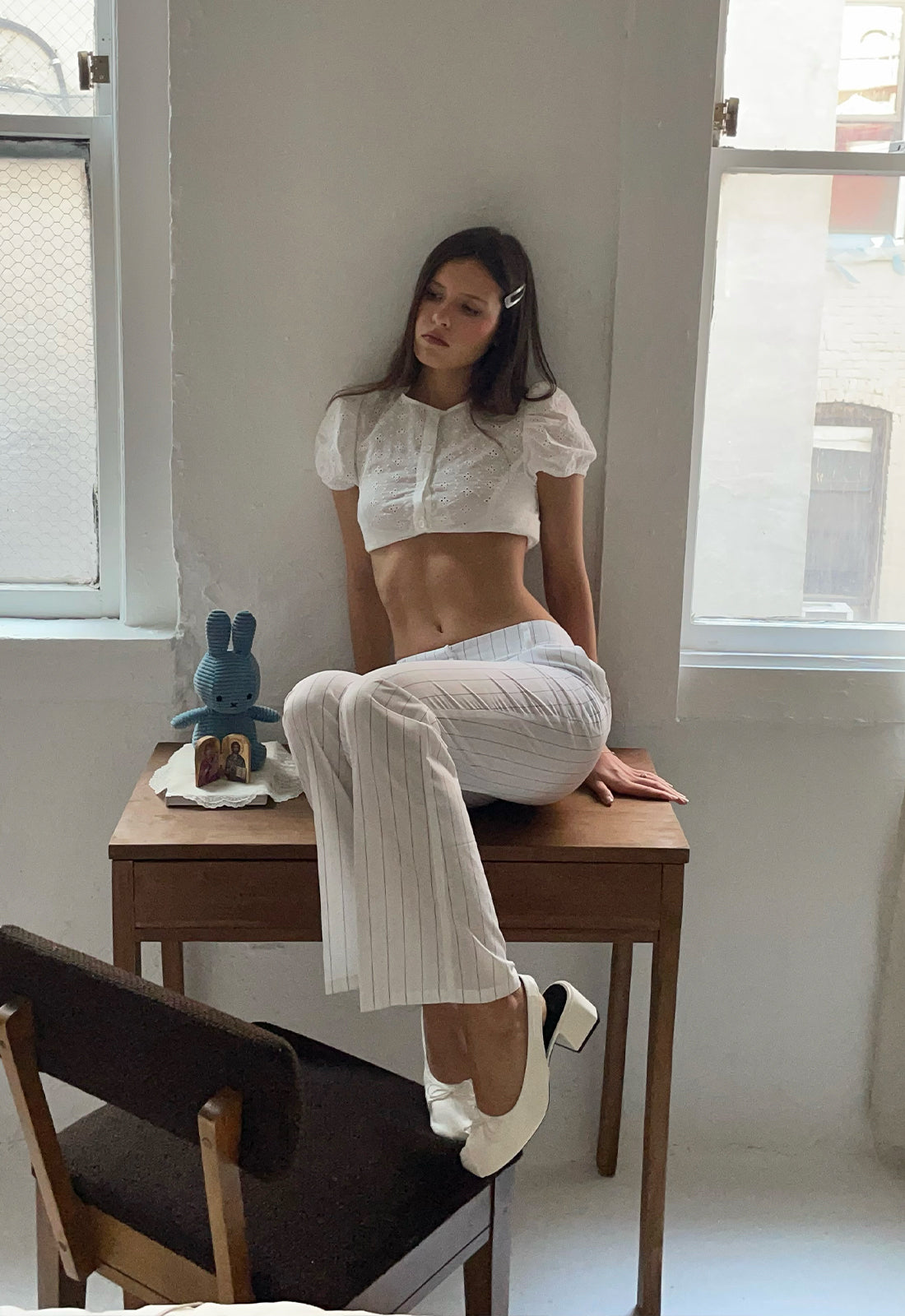 BESSETTE PANT - PORCELAIN PINSTRIPE