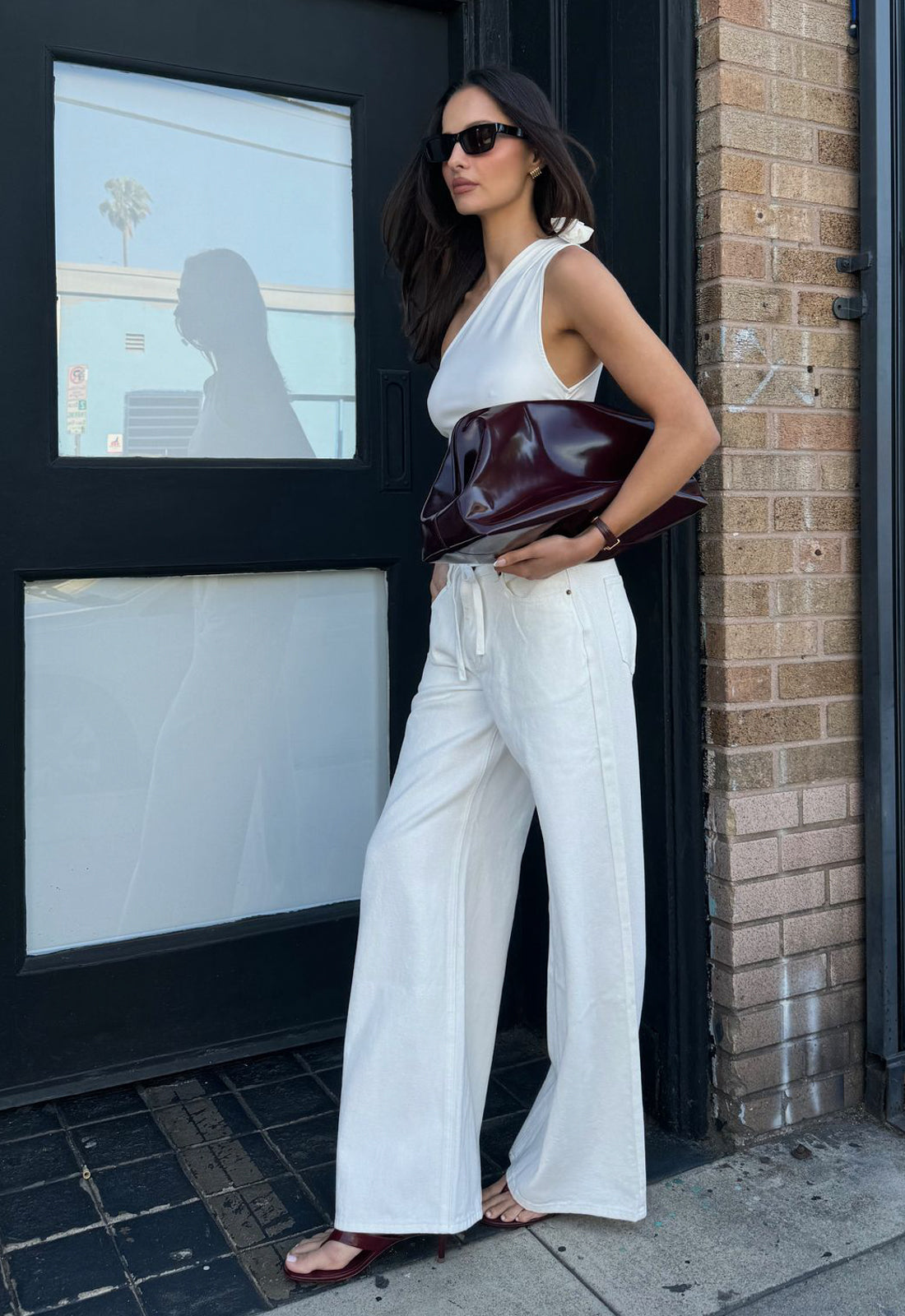 RENDEZVOUS ONE SHOULDER TOP - PORCELAIN
