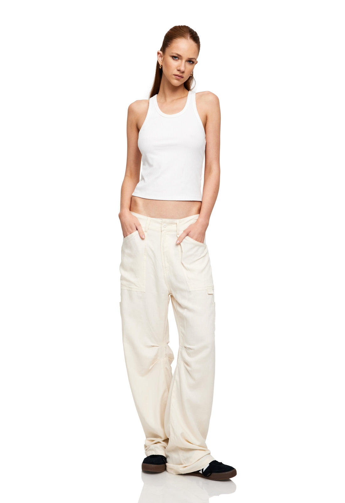 Buy Fusion Beats OffWhite Linen Pants for Women Online  Tata CLiQ